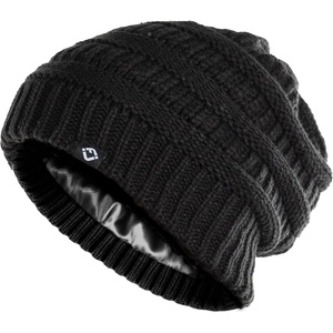 image:imageFunky Junque Satin Lined Beanie  Womens Slouchy Cable Knit Winter Hat Silky Interior Skull Cap Oversized Warm BeaniesBlack