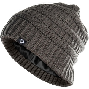 image:imageFunky Junque Satin Lined Beanie  Womens Slouchy Cable Knit Winter Hat Silky Interior Skull Cap Oversized Warm BeaniesCharcoal