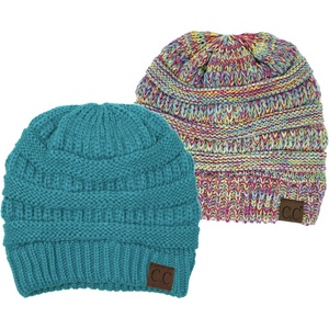 image:imageFunky Junque Skull Cap Beanie for Women  Womens Winter Hat Knit Slouch Style Warm Soft Unisex Cold Weather Mens Beanies2 Pack  Teal  Rainbow 11