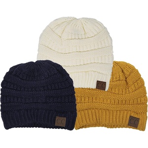image:imageFunky Junque Skull Cap Beanie for Women  Womens Winter Hat Knit Slouch Style Warm Soft Unisex Cold Weather Mens Beanies3 Pack  Ivory  Navy  Mustard