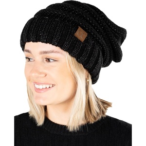 image:imageFunky Junque Slouchy Beanie for Women Winter Hat Warm Slouch Oversized Soft Chunky Cable Knit Beanies for Cold WeatherBlack Metallic