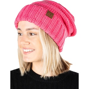 image:imageFunky Junque Slouchy Beanie for Women Winter Hat Warm Slouch Oversized Soft Chunky Cable Knit Beanies for Cold WeatherCandy Pink