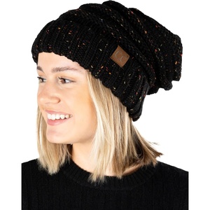image:imageFunky Junque Slouchy Beanie for Women Winter Hat Warm Slouch Oversized Soft Chunky Cable Knit Beanies for Cold WeatherConfetti Black Design