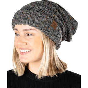 image:imageFunky Junque Slouchy Beanie for Women Winter Hat Warm Slouch Oversized Soft Chunky Cable Knit Beanies for Cold WeatherConfetti Charcoal Design