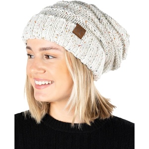 image:imageFunky Junque Slouchy Beanie for Women Winter Hat Warm Slouch Oversized Soft Chunky Cable Knit Beanies for Cold WeatherConfetti Ivory Design