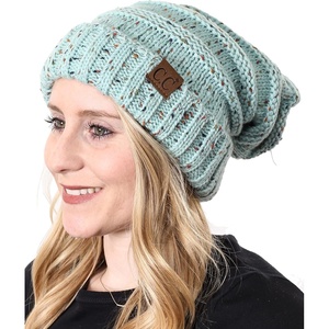 image:imageFunky Junque Slouchy Beanie for Women Winter Hat Warm Slouch Oversized Soft Chunky Cable Knit Beanies for Cold WeatherConfetti Mint Design