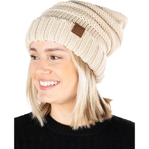 image:imageFunky Junque Slouchy Beanie for Women Winter Hat Warm Slouch Oversized Soft Chunky Cable Knit Beanies for Cold WeatherCream