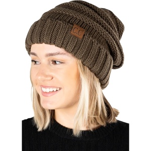 image:imageFunky Junque Slouchy Beanie for Women Winter Hat Warm Slouch Oversized Soft Chunky Cable Knit Beanies for Cold WeatherDark Olive