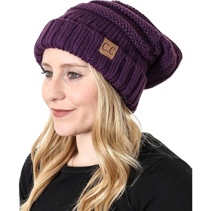 image:imageFunky Junque Slouchy Beanie for Women Winter Hat Warm Slouch Oversized Soft Chunky Cable Knit Beanies for Cold WeatherDark Purple