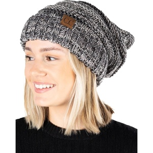 image:imageFunky Junque Slouchy Beanie for Women Winter Hat Warm Slouch Oversized Soft Chunky Cable Knit Beanies for Cold WeatherFour Tone Mix  Grey  Black  Beige  Light Beige