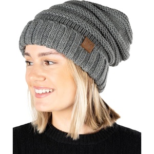 image:imageFunky Junque Slouchy Beanie for Women Winter Hat Warm Slouch Oversized Soft Chunky Cable Knit Beanies for Cold WeatherHeather Grey