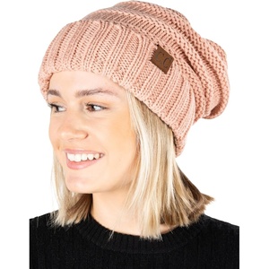 image:imageFunky Junque Slouchy Beanie for Women Winter Hat Warm Slouch Oversized Soft Chunky Cable Knit Beanies for Cold WeatherIndi Pink