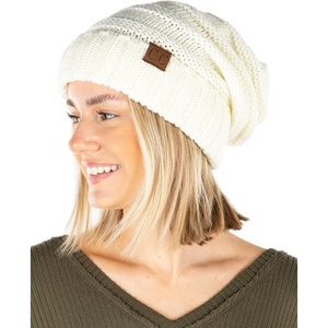 image:imageFunky Junque Slouchy Beanie for Women Winter Hat Warm Slouch Oversized Soft Chunky Cable Knit Beanies for Cold WeatherIvory