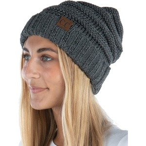 image:imageFunky Junque Slouchy Beanie for Women Winter Hat Warm Slouch Oversized Soft Chunky Cable Knit Beanies for Cold WeatherMetallic Grey on Charcoal