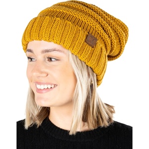 image:imageFunky Junque Slouchy Beanie for Women Winter Hat Warm Slouch Oversized Soft Chunky Cable Knit Beanies for Cold WeatherMustard