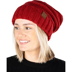 image:imageFunky Junque Slouchy Beanie for Women Winter Hat Warm Slouch Oversized Soft Chunky Cable Knit Beanies for Cold WeatherRed
