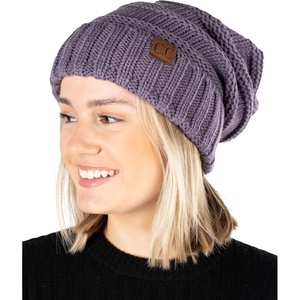 image:imageFunky Junque Slouchy Beanie for Women Winter Hat Warm Slouch Oversized Soft Chunky Cable Knit Beanies for Cold WeatherViolet