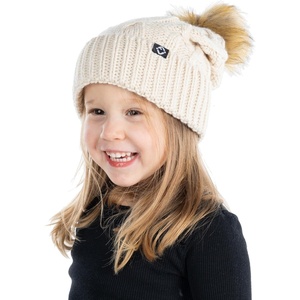 image:imageFunky Junque Toddler Girl Winter Hat Beanie with Faux Fur Pom Pom Warm Cable Knit Fleece Lined Cap Ages 25Beige