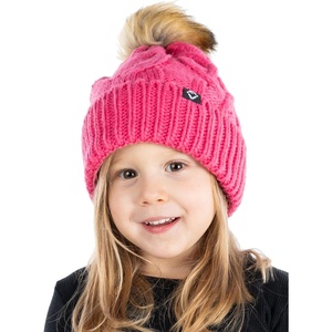 image:imageFunky Junque Toddler Girl Winter Hat Beanie with Faux Fur Pom Pom Warm Cable Knit Fleece Lined Cap Ages 25Candy Pink