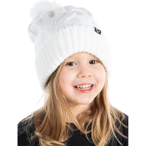 image:imageFunky Junque Toddler Girl Winter Hat Beanie with Faux Fur Pom Pom Warm Cable Knit Fleece Lined Cap Ages 25White