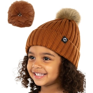 image:imageFunky Junque Toddler Winter Hat with Detachable Pom Poms Warm Knitted Beanie Cap Stretchy Fit for Girls and Boys Ages 16Rust
