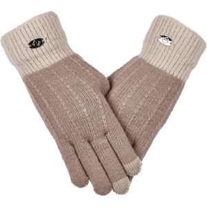image:imageFunky Junque Touchscreen Gloves for Women 2Tone Winter Cold Weather Ladies Knit Warm Cute Cozy DesignBeige