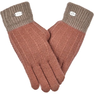 image:imageFunky Junque Touchscreen Gloves for Women 2Tone Winter Cold Weather Ladies Knit Warm Cute Cozy DesignRust