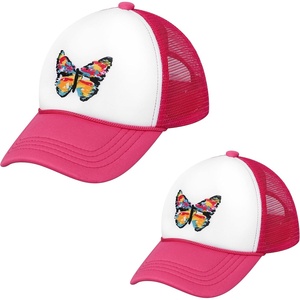image:imageFunky Junque Trucker Hats Mommy and Me Mesh Caps Baseball Sun Beach Summer Caps for FamilyAdultKids  Butterfly Hot PinkWhite