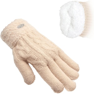 image:imageFunky Junque Winter Gloves for Women  Cable Knit Touchscreen Gloves with Fuzzy Cuffs Insulated DoubleLined Thermal WarmthBeige