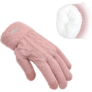 image:imageFunky Junque Winter Gloves for Women  Cable Knit Touchscreen Gloves with Fuzzy Cuffs Insulated DoubleLined Thermal WarmthPink