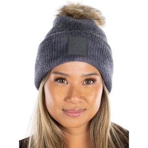 image:imageFunky Junque Womens Colorful Tie Dye Beanie  Trendy Womens Hot Pink Winter Hat Cozy Cuffed Knit Multicolor Skull CapTie Dye Faux Fur Pom  Lt GreyDk Grey