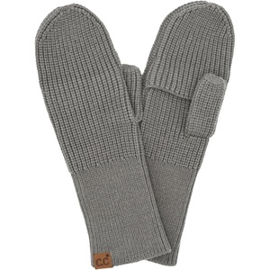 image:imageFunky Junque Womens Ribbed Knit Convertible Fingerless Gloves amp Mittens with Finger FlapsGrey