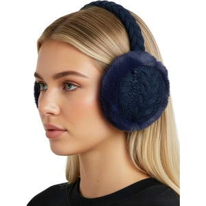 image:imageFunky Junque Womens Winter Earmuffs  Cable Knit amp SequinCable Knit  Navy
