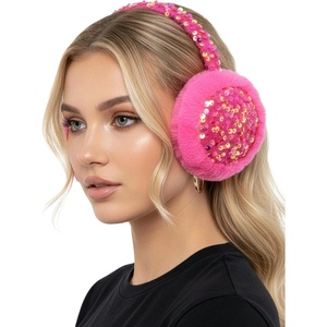 image:imageFunky Junque Womens Winter Earmuffs  Cable Knit amp SequinSequin  Hot Pink