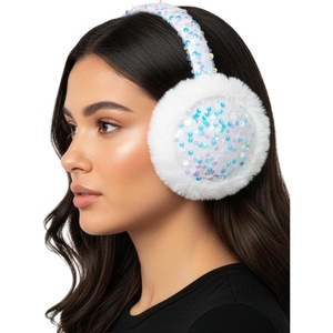 image:imageFunky Junque Womens Winter Earmuffs  Cable Knit amp SequinSequin  White