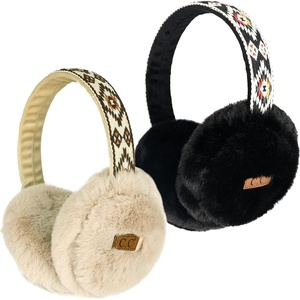 image:imageFunky Junque Womens Winter Earmuffs  Faux Fur2 Pack  Aztec  Black  Beige
