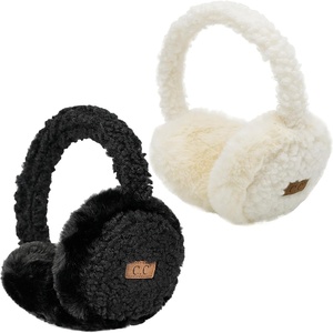 image:imageFunky Junque Womens Winter Earmuffs  Sherpa amp Suede2 Pack  Fuzzy  Black  Ivory