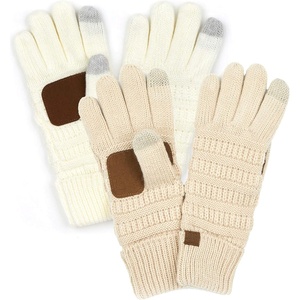 image:imageFunky Junque Womens Winter Gloves  Cute Knit Fleece Lined Touchscreen Texting Gloves for Women Teen Girls Accessories2 Pack Ivory  Beige