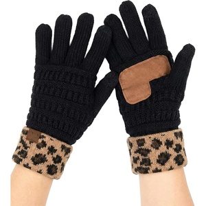 image:imageFunky Junque Womens Winter Gloves  Cute Knit Fleece Lined Touchscreen Texting Gloves for Women Teen Girls AccessoriesA Leopard Print  Black