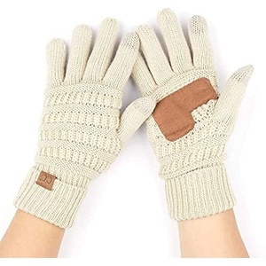 image:imageFunky Junque Womens Winter Gloves  Cute Knit Fleece Lined Touchscreen Texting Gloves for Women Teen Girls AccessoriesBeige