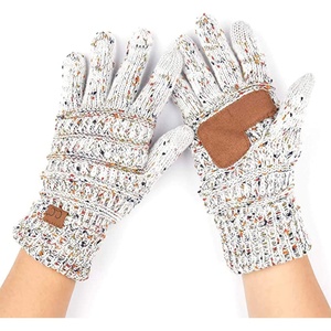 image:imageFunky Junque Womens Winter Gloves  Cute Knit Fleece Lined Touchscreen Texting Gloves for Women Teen Girls AccessoriesIvory Confetti