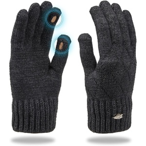 image:imageFunky Junque Womens Winter Gloves Touchscreen Thumb Forefinger Access Diamond Pattern Cold Weather Knit Warm Cute DesignCharcoal