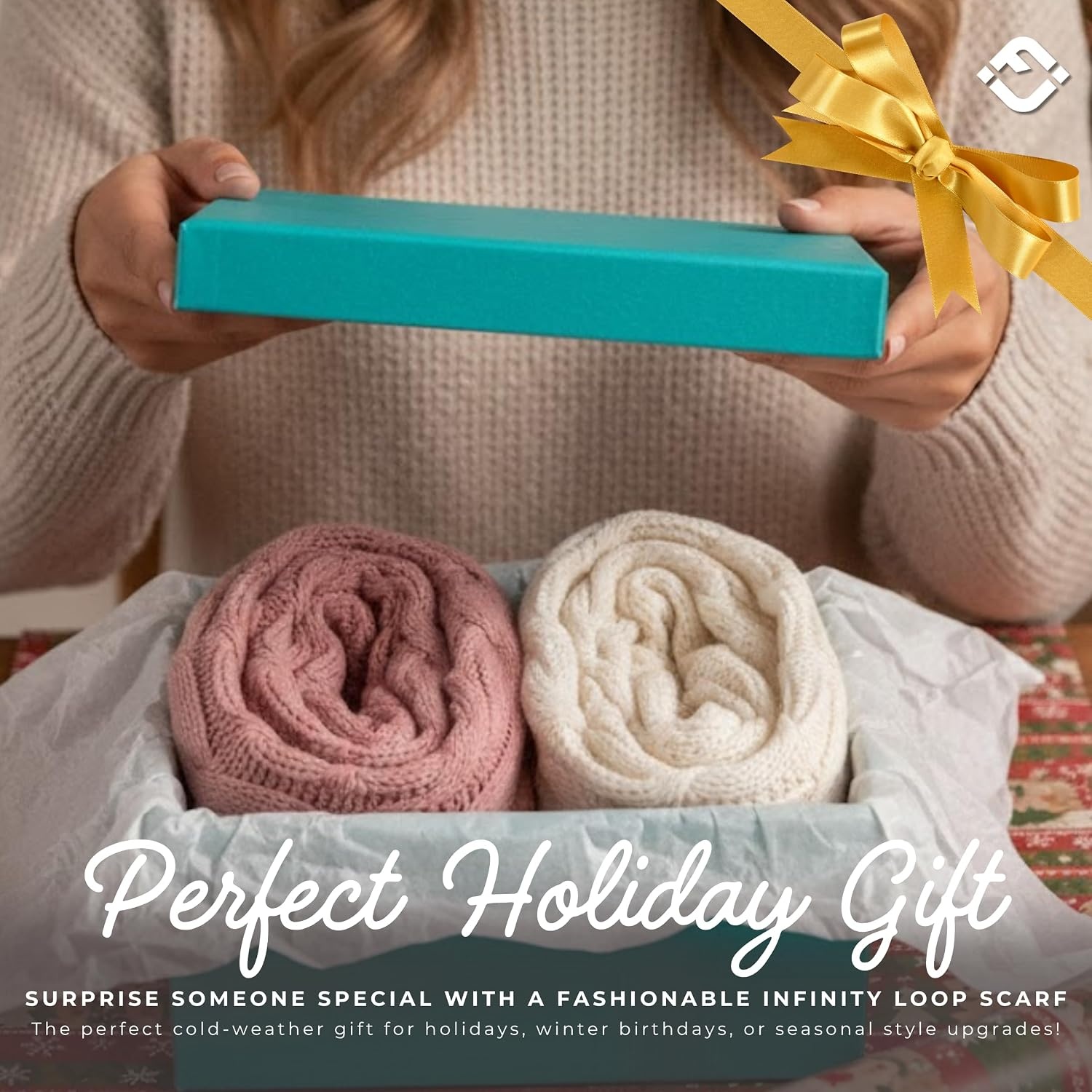 image:imageFunky Junque Infinity Scarf for Women  Oversized Chunky Winter Scarf Colorful Fall Scarves Soft Sweater Wrap Cozy Style2 Pack  Ivory  Indi Pink