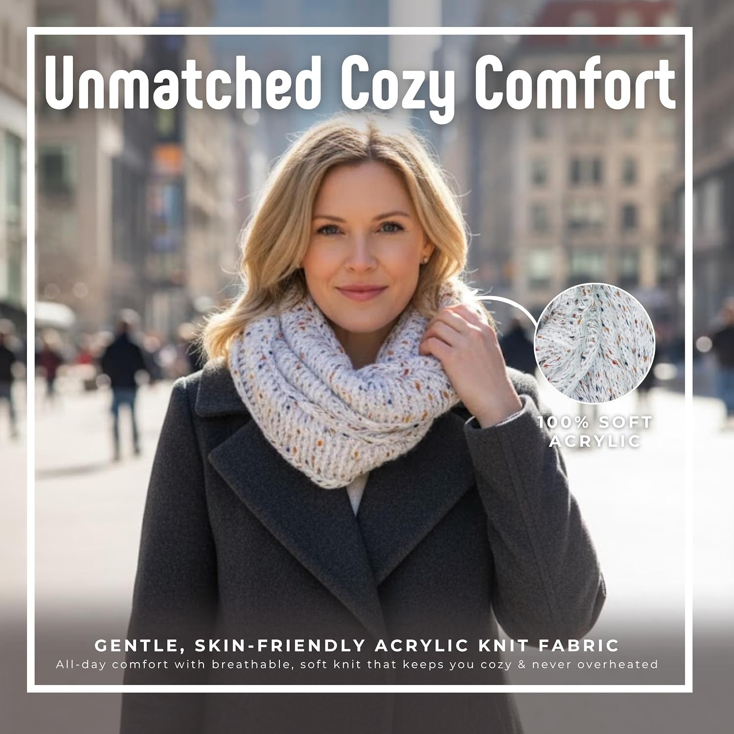 image:imageFunky Junque Infinity Scarf for Women  Oversized Chunky Winter Scarf Colorful Fall Scarves Soft Sweater Wrap Cozy StyleA Confetti Ivory Design