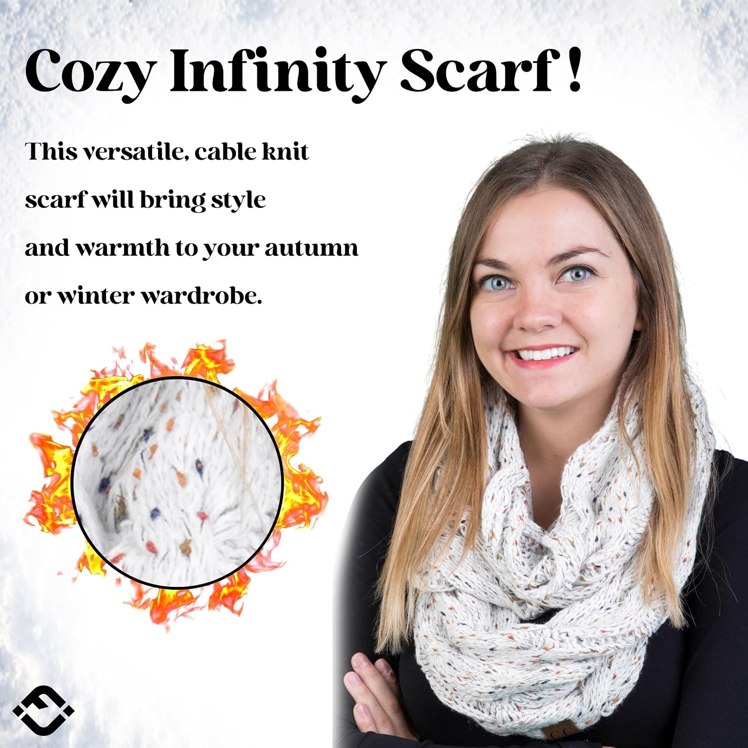 image:imageFunky Junque Infinity Scarf for Women  Oversized Chunky Winter Scarf Colorful Fall Scarves Soft Sweater Wrap Cozy StyleA Confetti Ivory Design