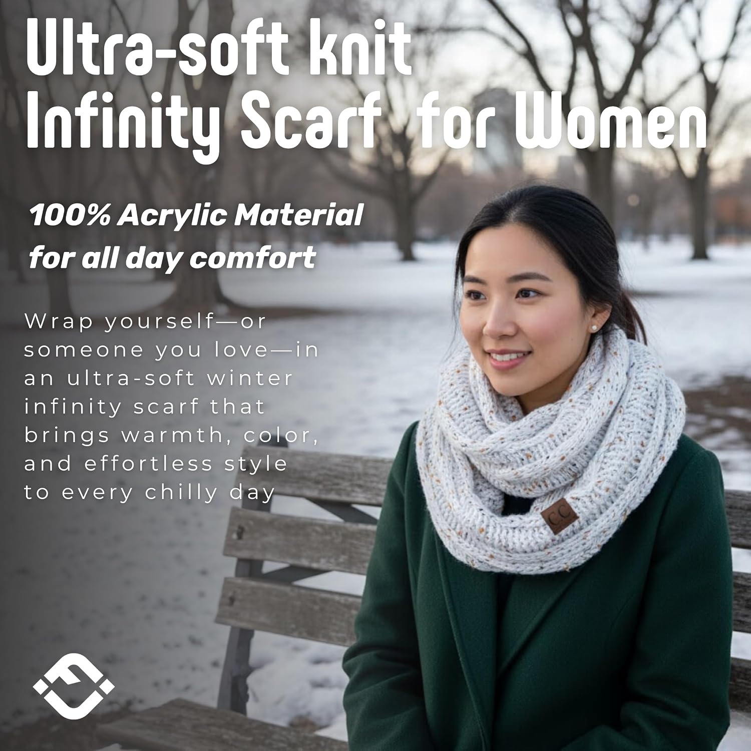 image:imageFunky Junque Infinity Scarf for Women  Oversized Chunky Winter Scarf Colorful Fall Scarves Soft Sweater Wrap Cozy StyleA Confetti Ivory Design