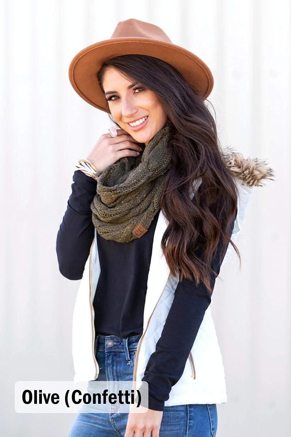 image:imageFunky Junque Infinity Scarf for Women  Oversized Chunky Winter Scarf Colorful Fall Scarves Soft Sweater Wrap Cozy StyleA Fire Rust Tricolor Mix