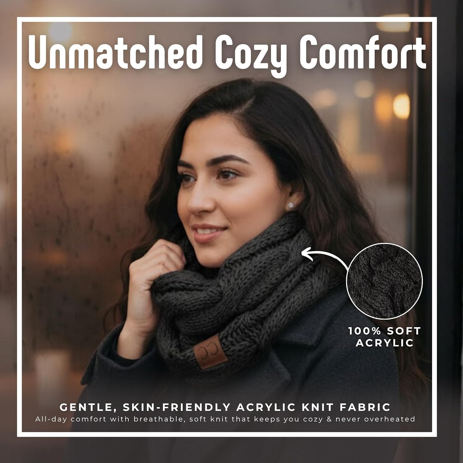image:imageFunky Junque Infinity Scarf for Women  Oversized Chunky Winter Scarf Colorful Fall Scarves Soft Sweater Wrap Cozy StyleAn Onyx Black Tricolor Mix