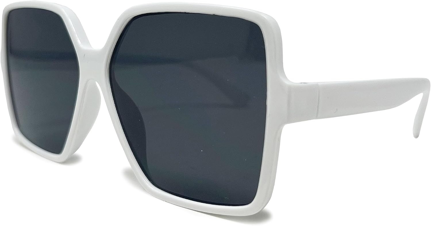 image:imageFunky Junque Oversized Square Sunglasses Vintage Womens Shades  Premium square sunglasses with bold oversized frames for beach days vacations festivals amp everyday womens styleWhite FramesSmoke Lenses