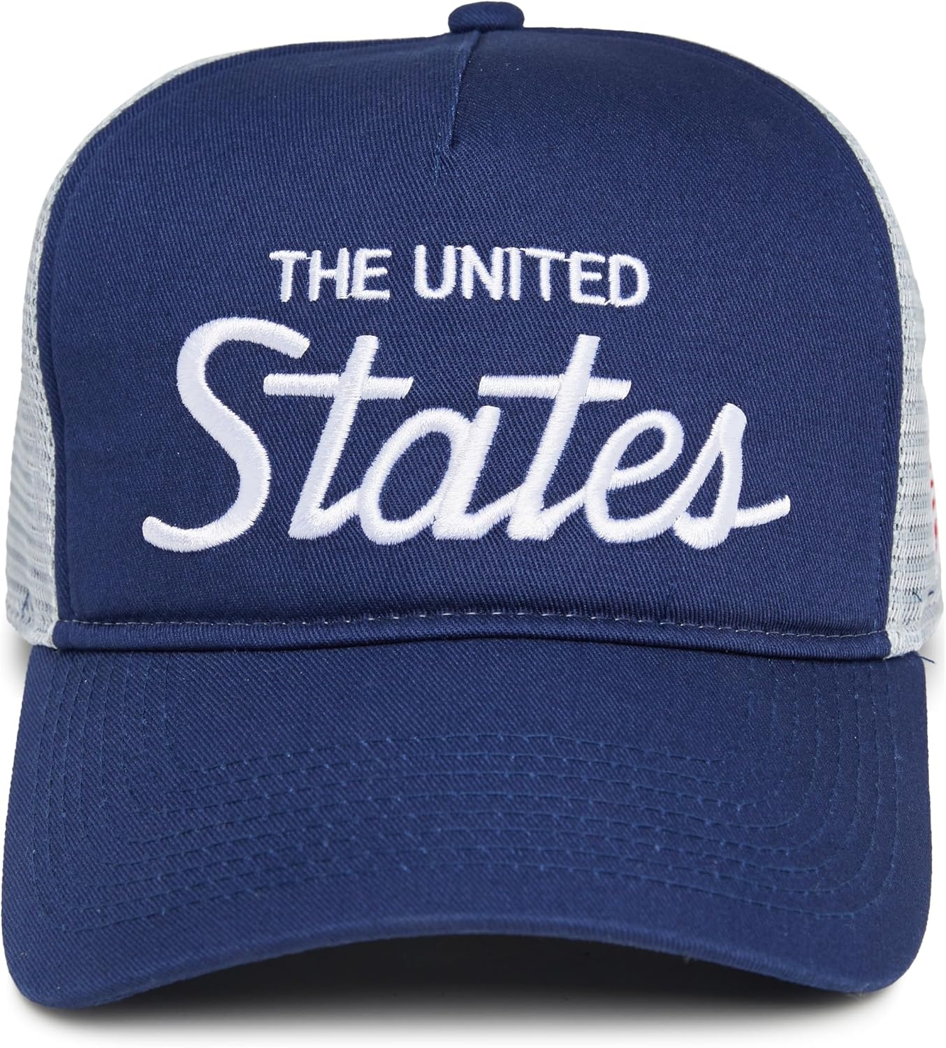image:imageFunky Junque Vintage Trucker Hat Embroidered American Flag Cap  Cottonfront trucker hat with precurved bill for hiking outdoor sports everyday wear amp patriotic styleThe United States  Navy